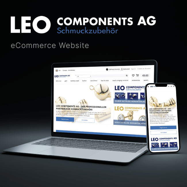 Digitalagentur präsentiert E-Commerce-Webdesign für Leo Components AG, spezialisiert auf SEO und SEA.